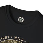 Pacific Northwest Tree T‑Shirt - "Ancient - Wild - Rooted" with Otto and Echo in the tree