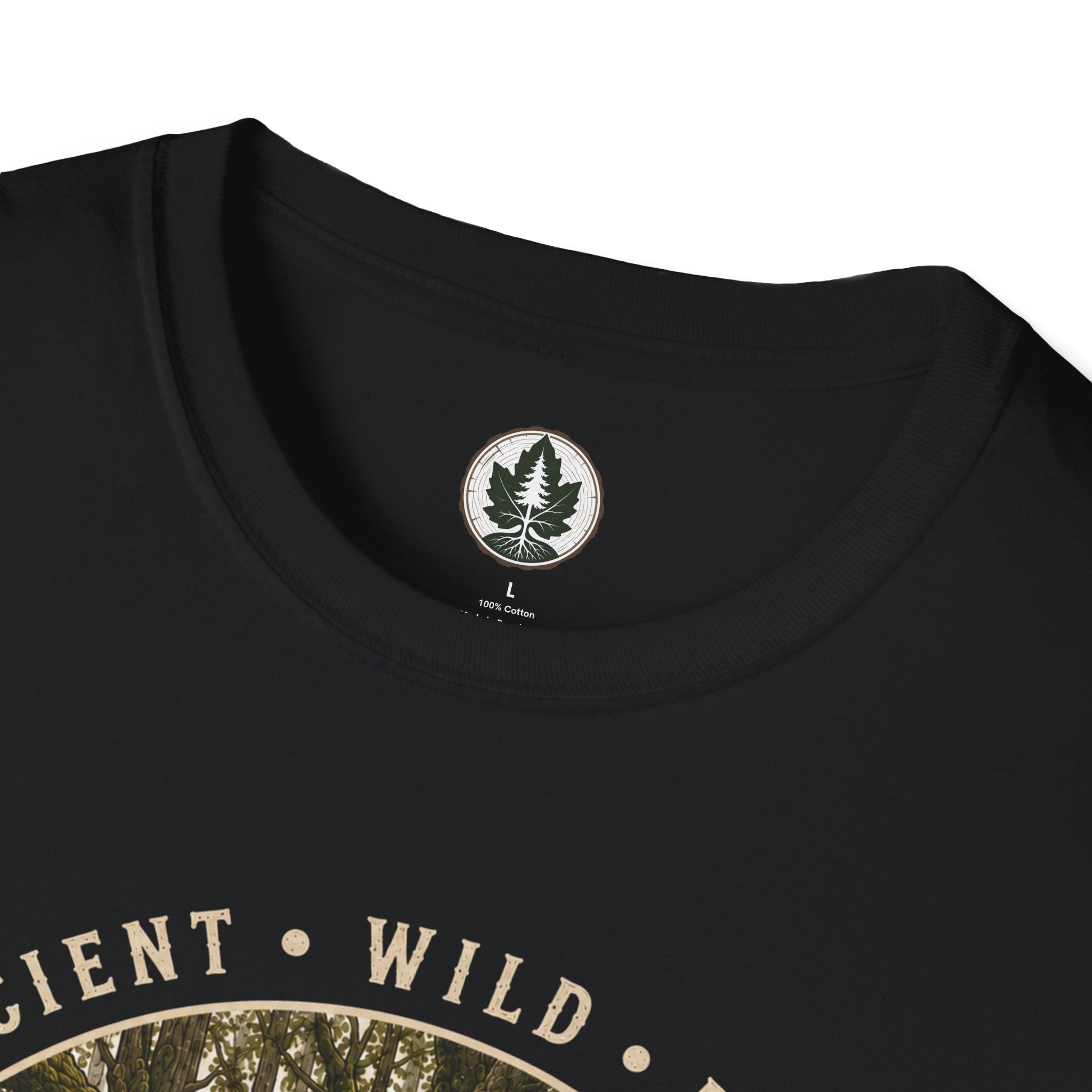 Pacific Northwest Tree T‑Shirt - "Ancient - Wild - Rooted" with Otto and Echo in the tree