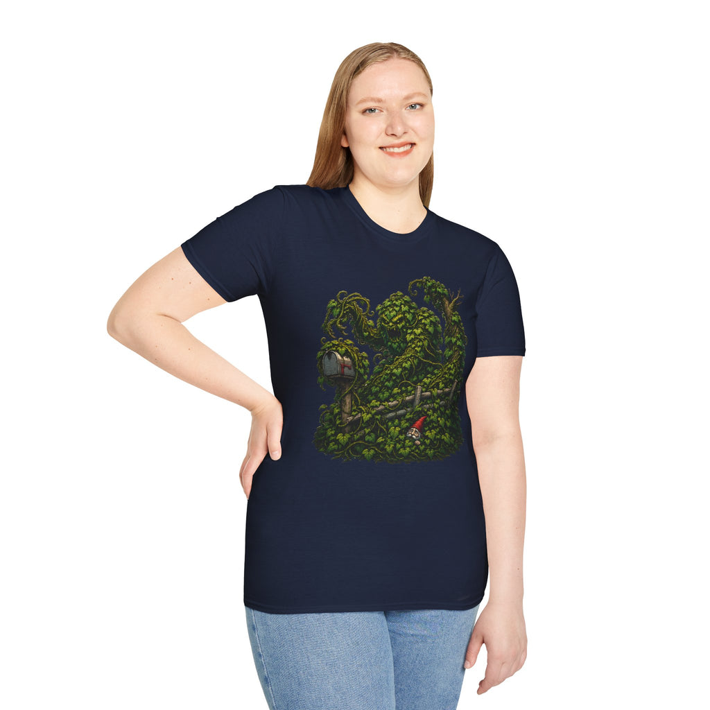 Kudzu Vine Monster with Garden Gnome Version 1 T‑Shirt