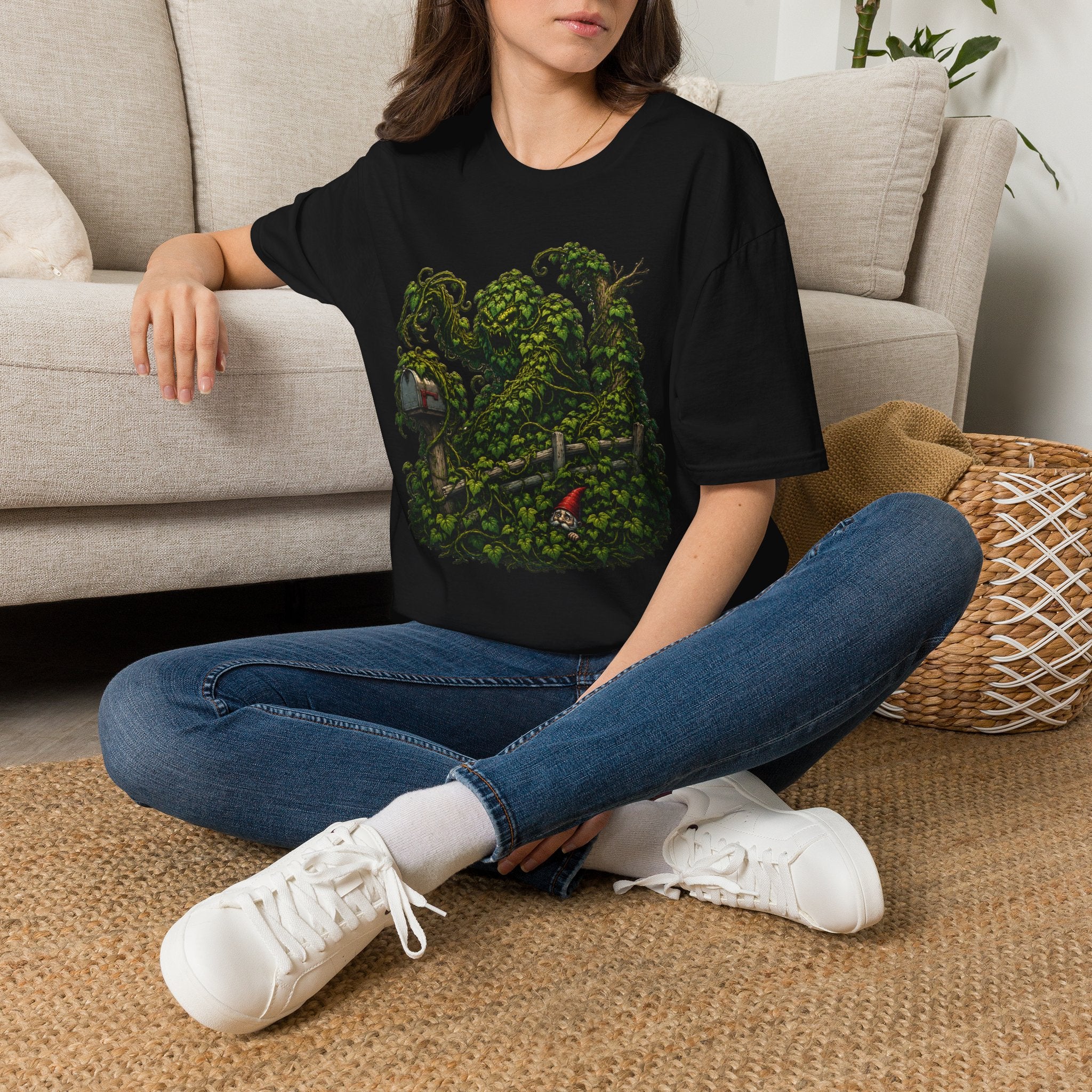 Kudzu Vine Monster with Garden Gnome Version 1 T‑Shirt