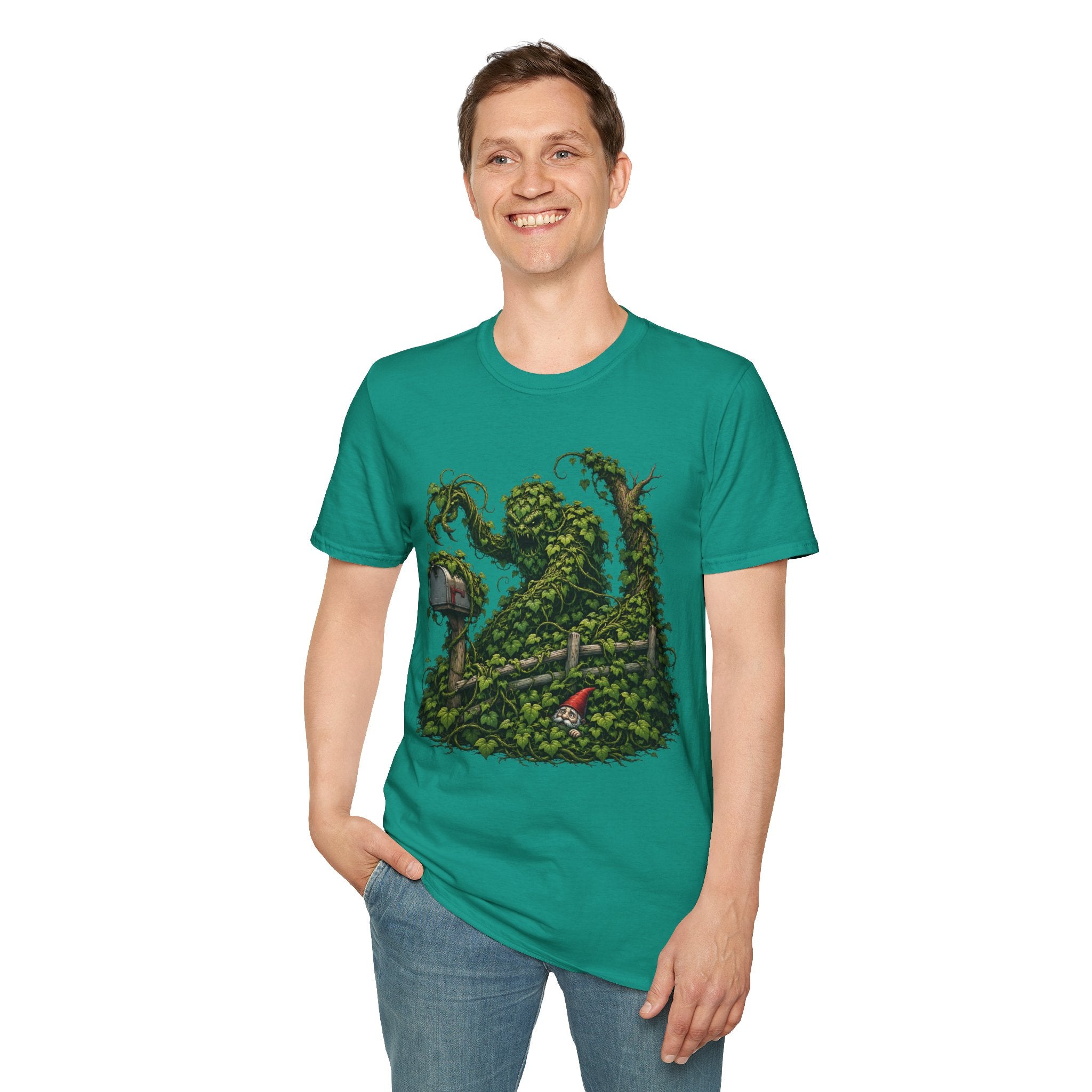 Kudzu Vine Monster with Garden Gnome Version 1 T‑Shirt