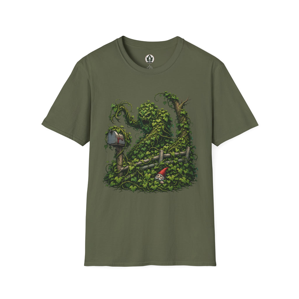 Kudzu Vine Monster with Garden Gnome Version 1 T‑Shirt