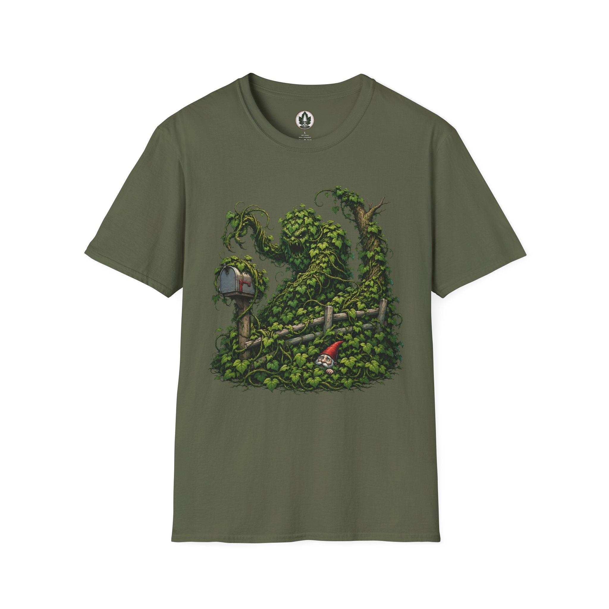Kudzu Vine Monster with Garden Gnome Version 1 T‑Shirt