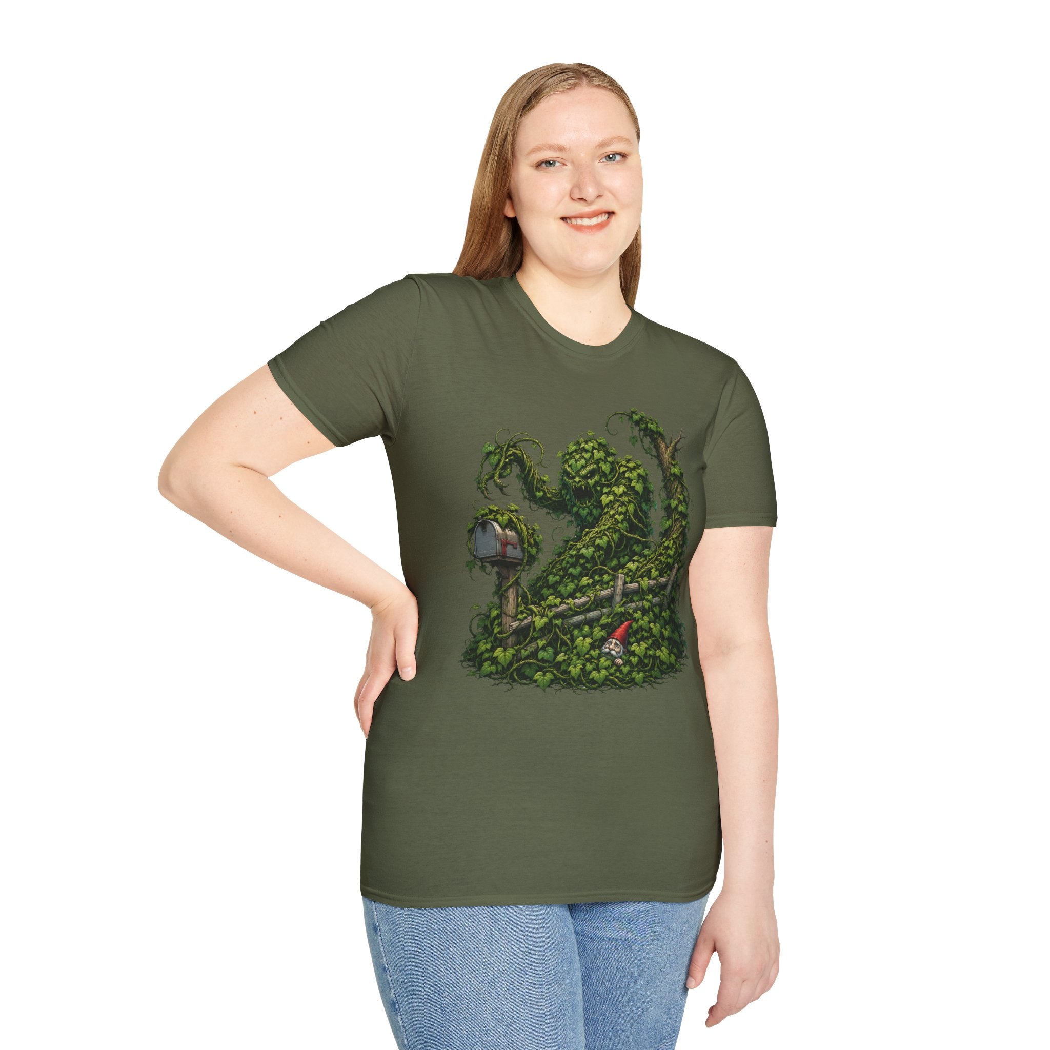 Kudzu Vine Monster with Garden Gnome Version 1 T‑Shirt