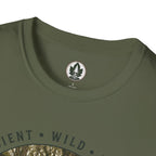 Pacific Northwest Tree T‑Shirt - "Ancient - Wild - Rooted" with Otto and Echo in the tree