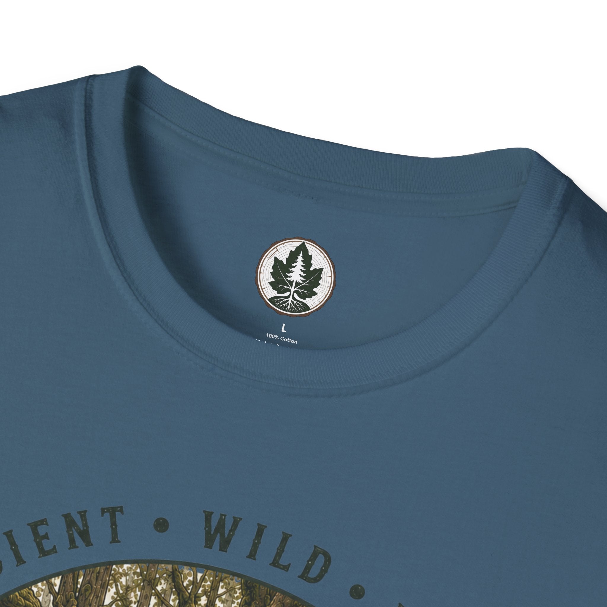 Pacific Northwest Tree T‑Shirt - "Ancient - Wild - Rooted" with Otto and Echo in the tree