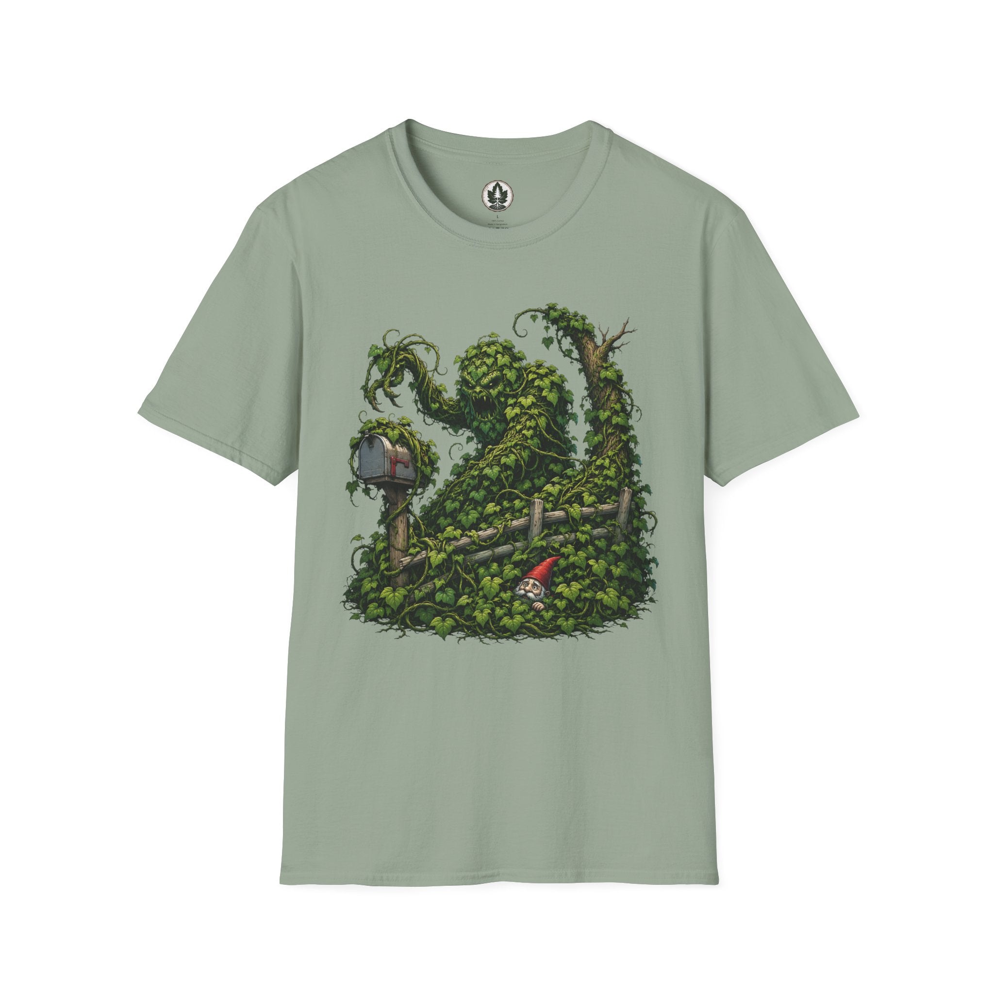 Kudzu Vine Monster with Garden Gnome Version 1 T‑Shirt