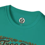 Tree Zen Version 2 Tree Rings and Oak Leaves background T‑Shirt
