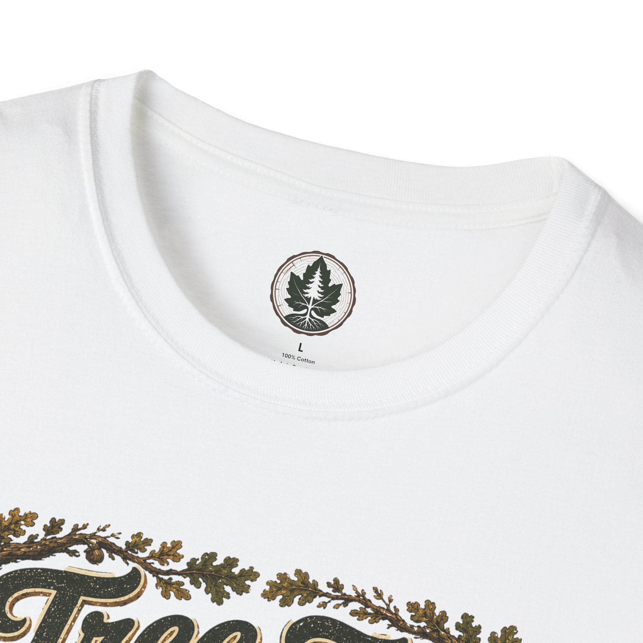 Tree Zen Version 2 Tree Rings and Oak Leaves background T‑Shirt