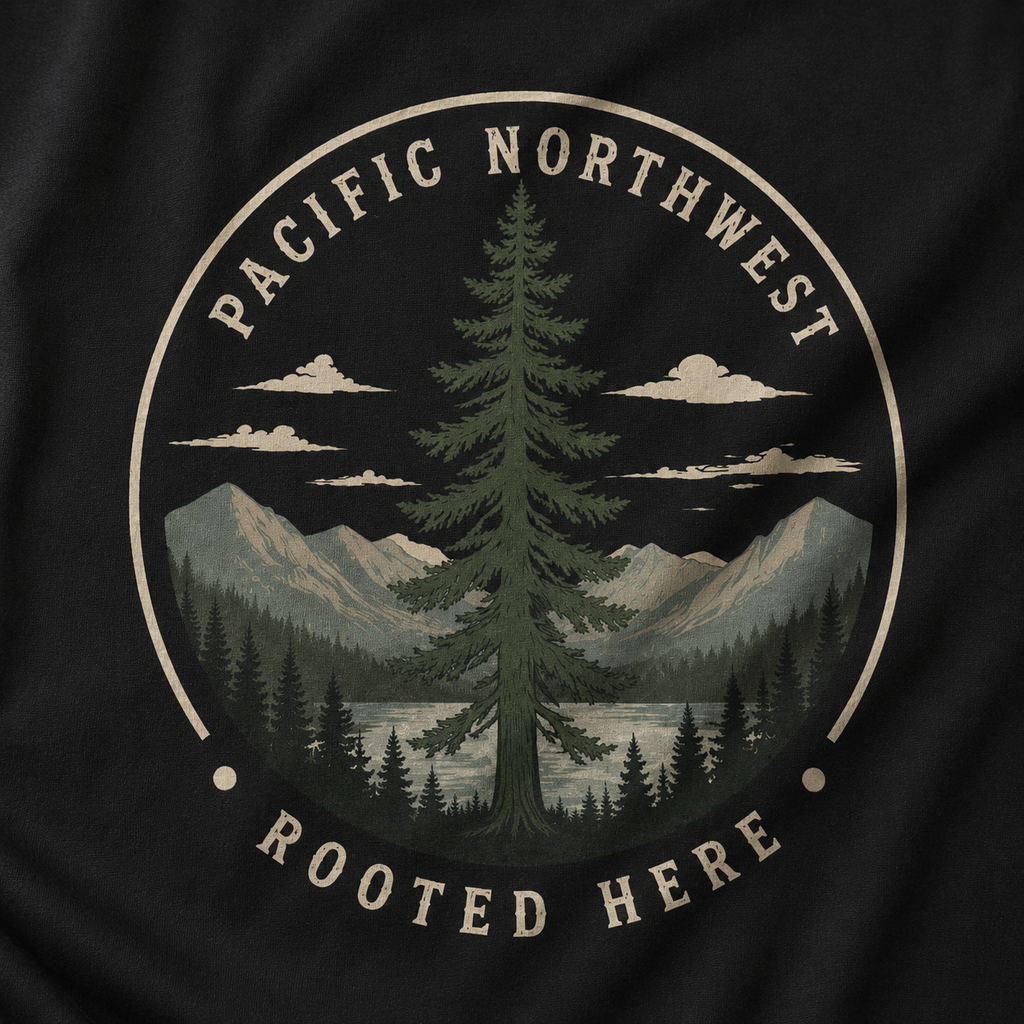 Pacific Northwest Tree T‑Shirt — “Rooted Here” Tee
