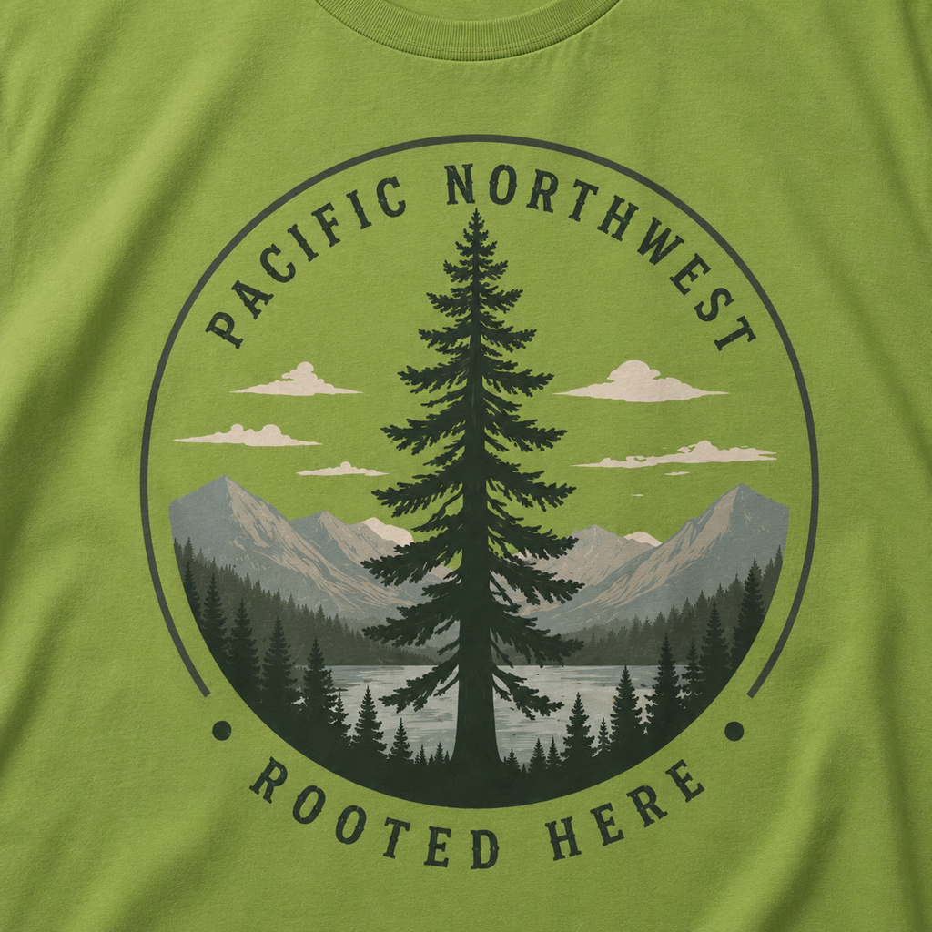 Pacific Northwest Tree T‑Shirt — “Rooted Here” Tee