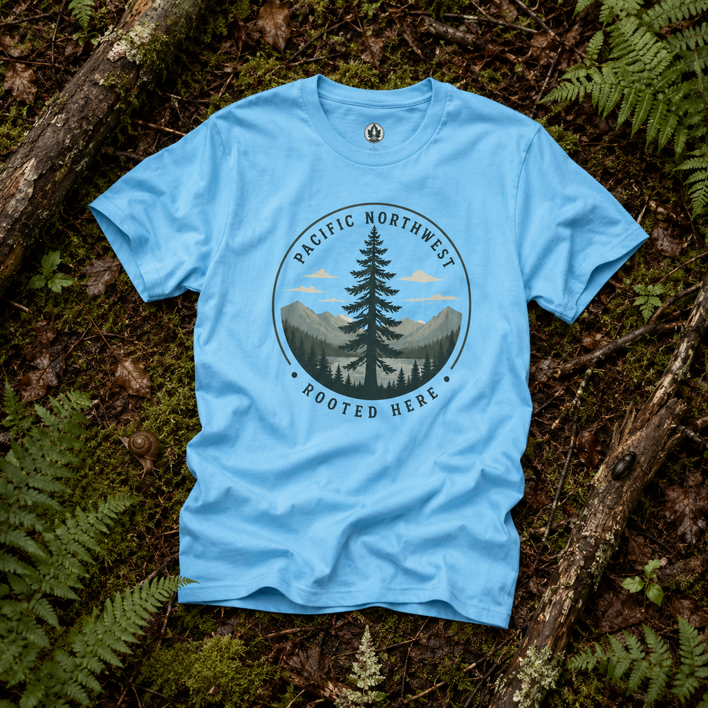 Pacific Northwest Tree T‑Shirt — “Rooted Here” Tee