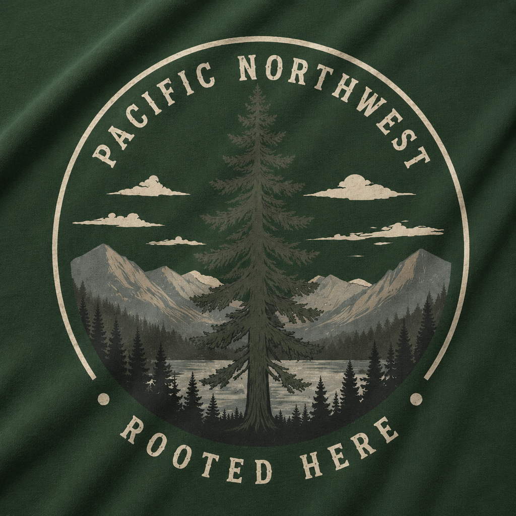 Pacific Northwest Tree T‑Shirt — “Rooted Here” Tee