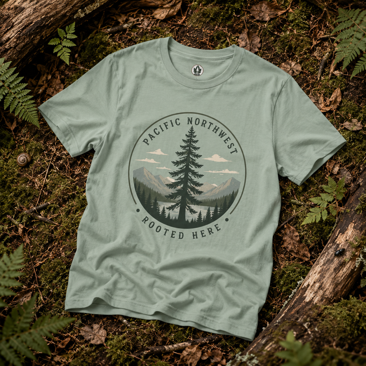 Pacific Northwest Tree T‑Shirt — “Rooted Here” Tee
