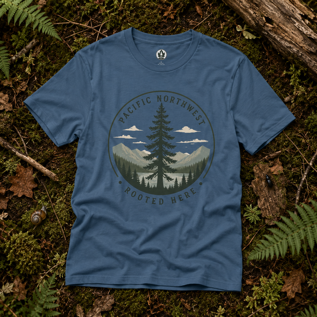 Pacific Northwest Tree T‑Shirt — “Rooted Here” Tee