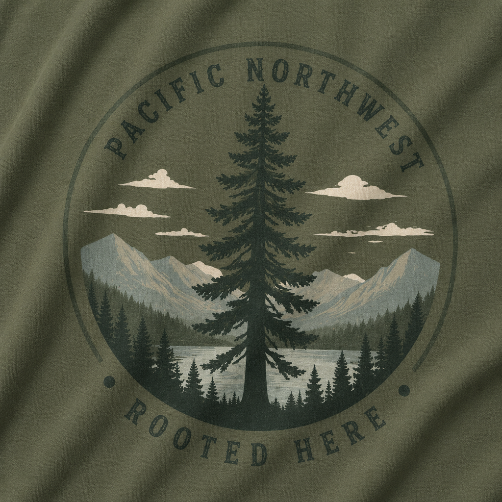 Pacific Northwest Tree T‑Shirt — “Rooted Here” Tee