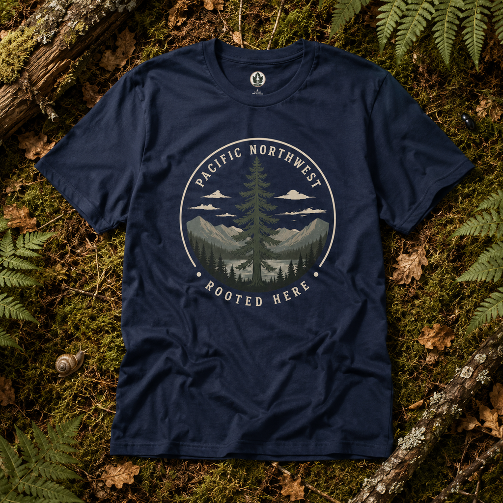 Pacific Northwest Tree T‑Shirt — “Rooted Here” Tee