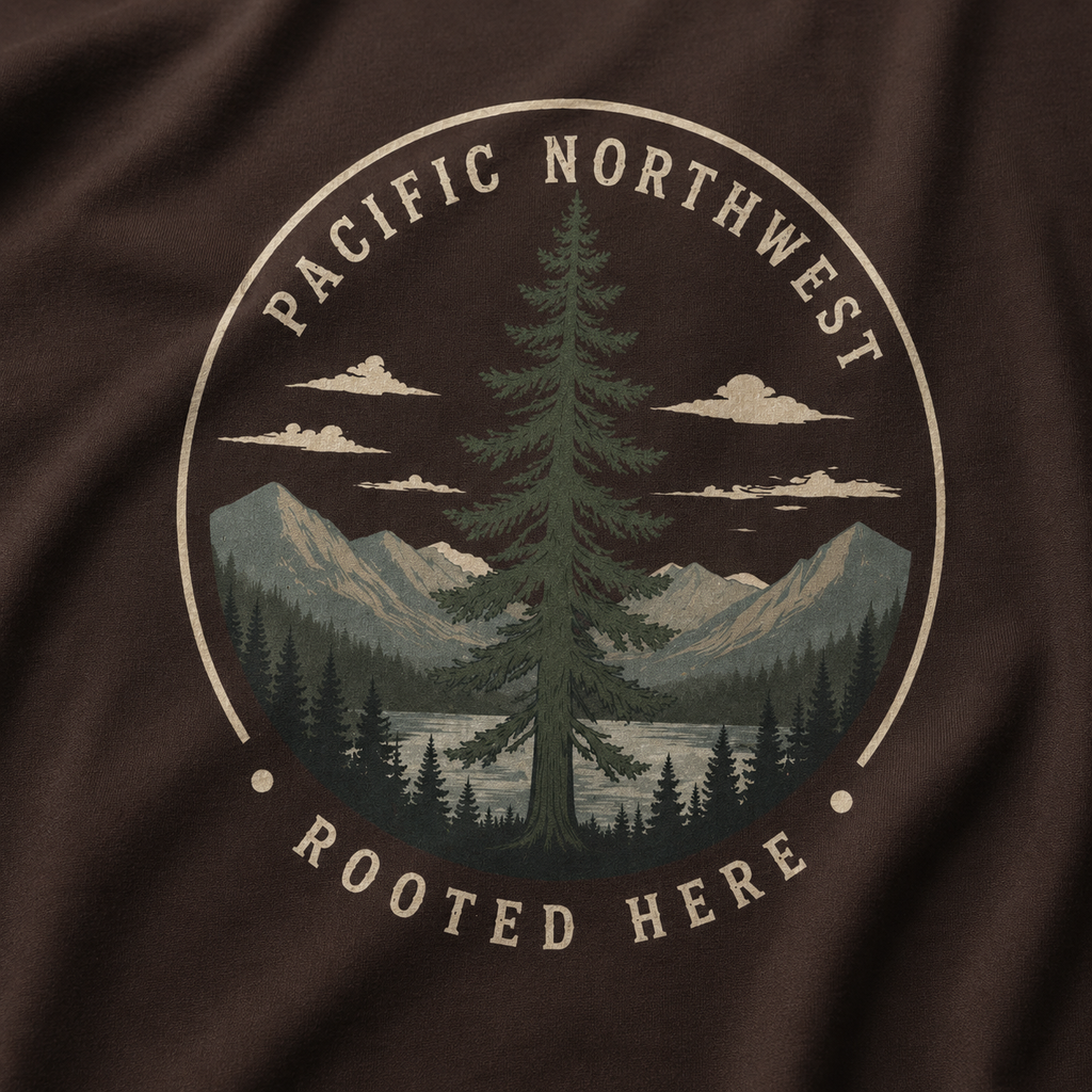 Pacific Northwest Tree T‑Shirt — “Rooted Here” Tee
