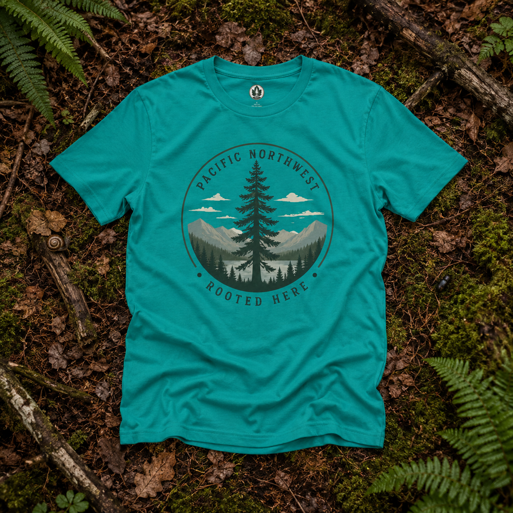 Pacific Northwest Tree T‑Shirt — “Rooted Here” Tee