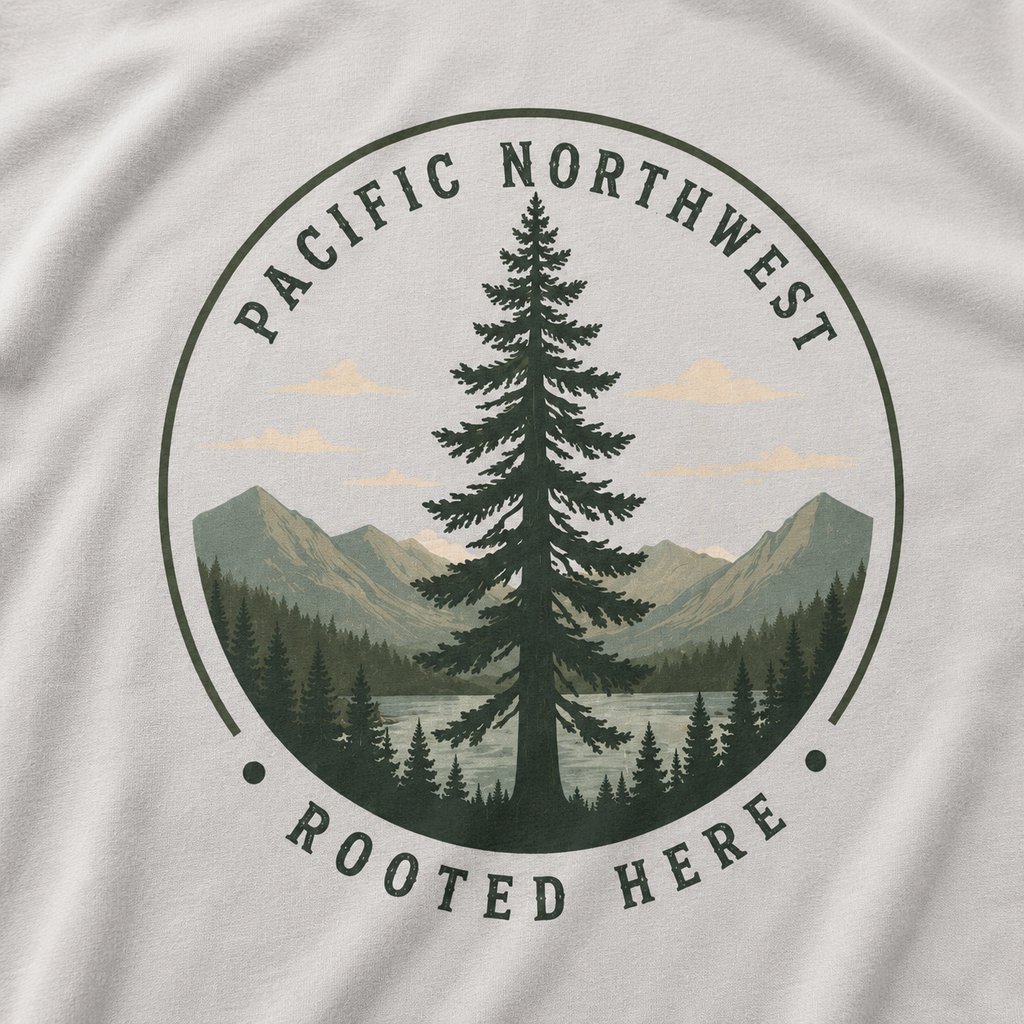 Pacific Northwest Tree T‑Shirt — “Rooted Here” Tee