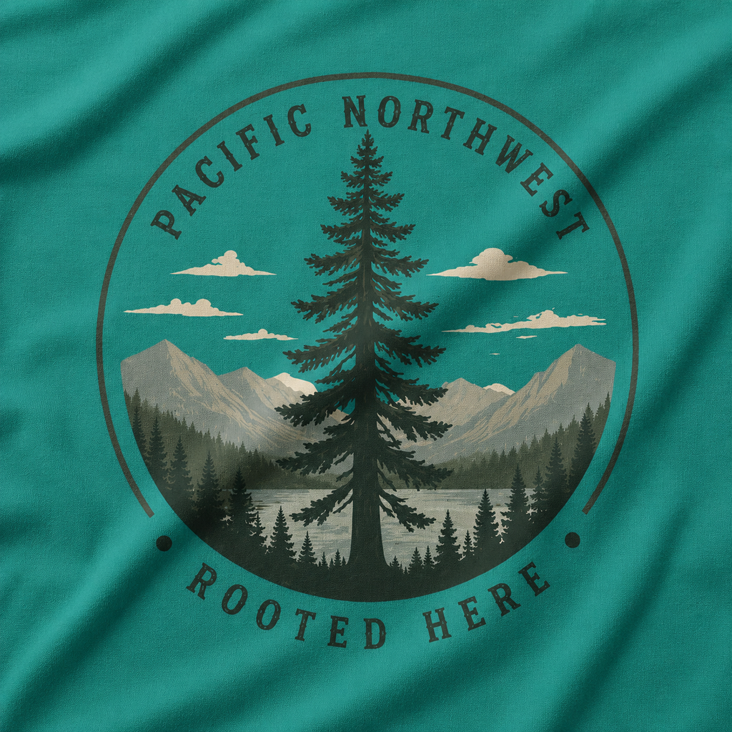 Pacific Northwest Tree T‑Shirt — “Rooted Here” Tee