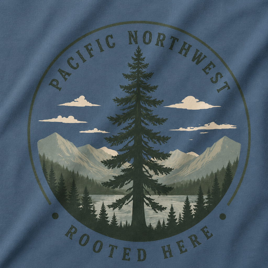 Pacific Northwest Tree T‑Shirt — “Rooted Here” Tee