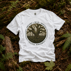 Pacific Northwest Tree T‑Shirt - "Ancient - Wild - Rooted" with Otto and Echo in the tree