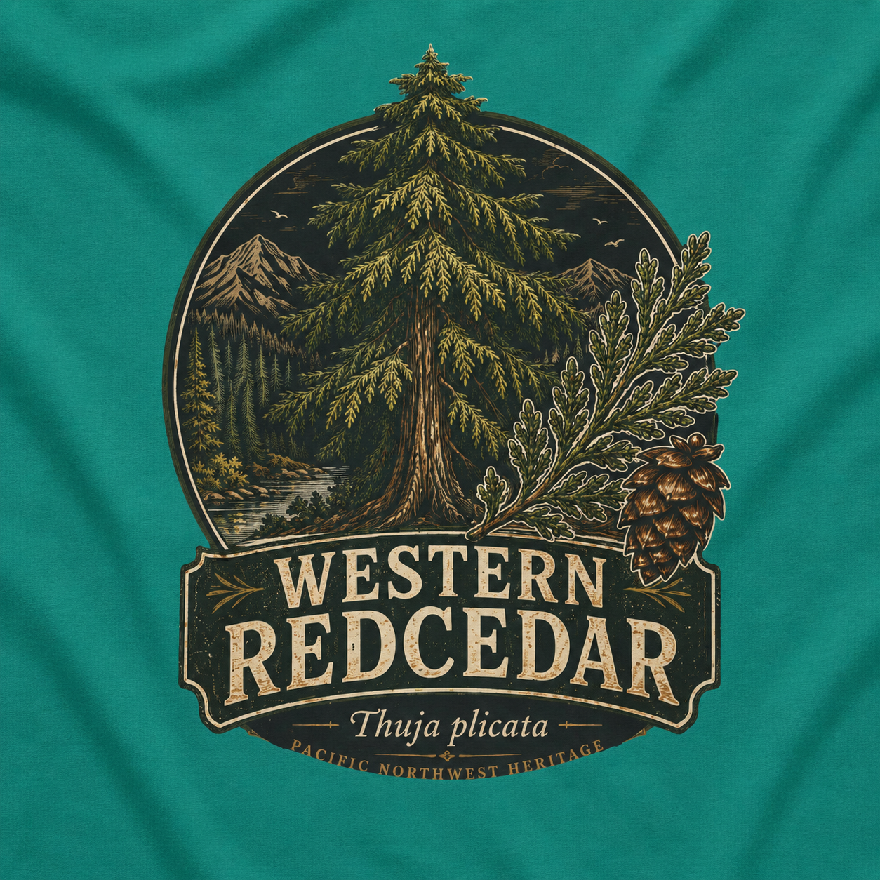 Western Redcedar, Thuja plicata Pacific Northwest Heritage T‑Shirt