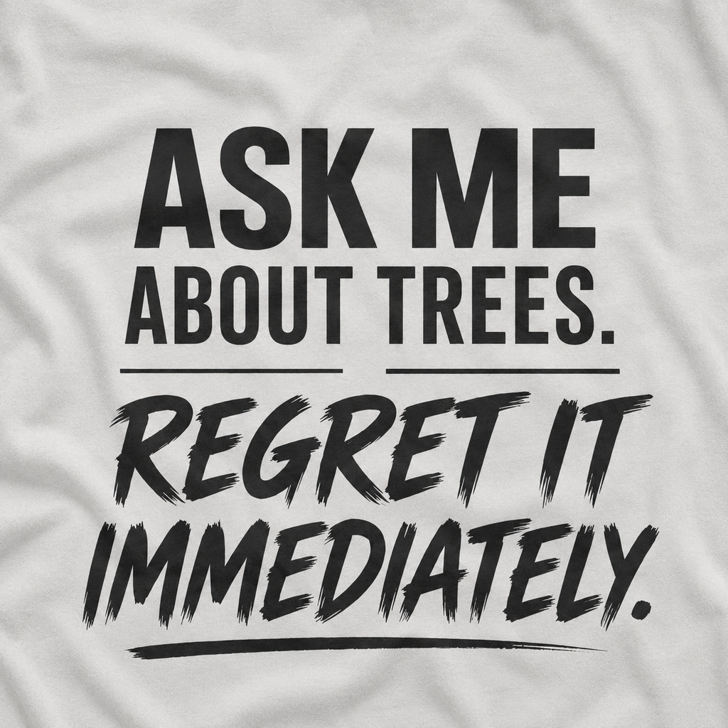 Ask Me About Trees, Regret it Immediately Text Only T‑Shirt