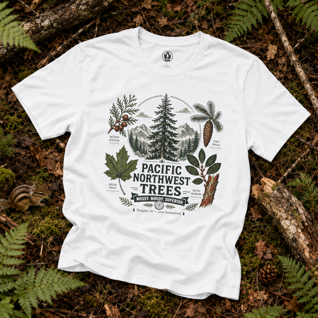 Pacific Northwest Trees, Mossy, Moody, Superior T‑Shirt