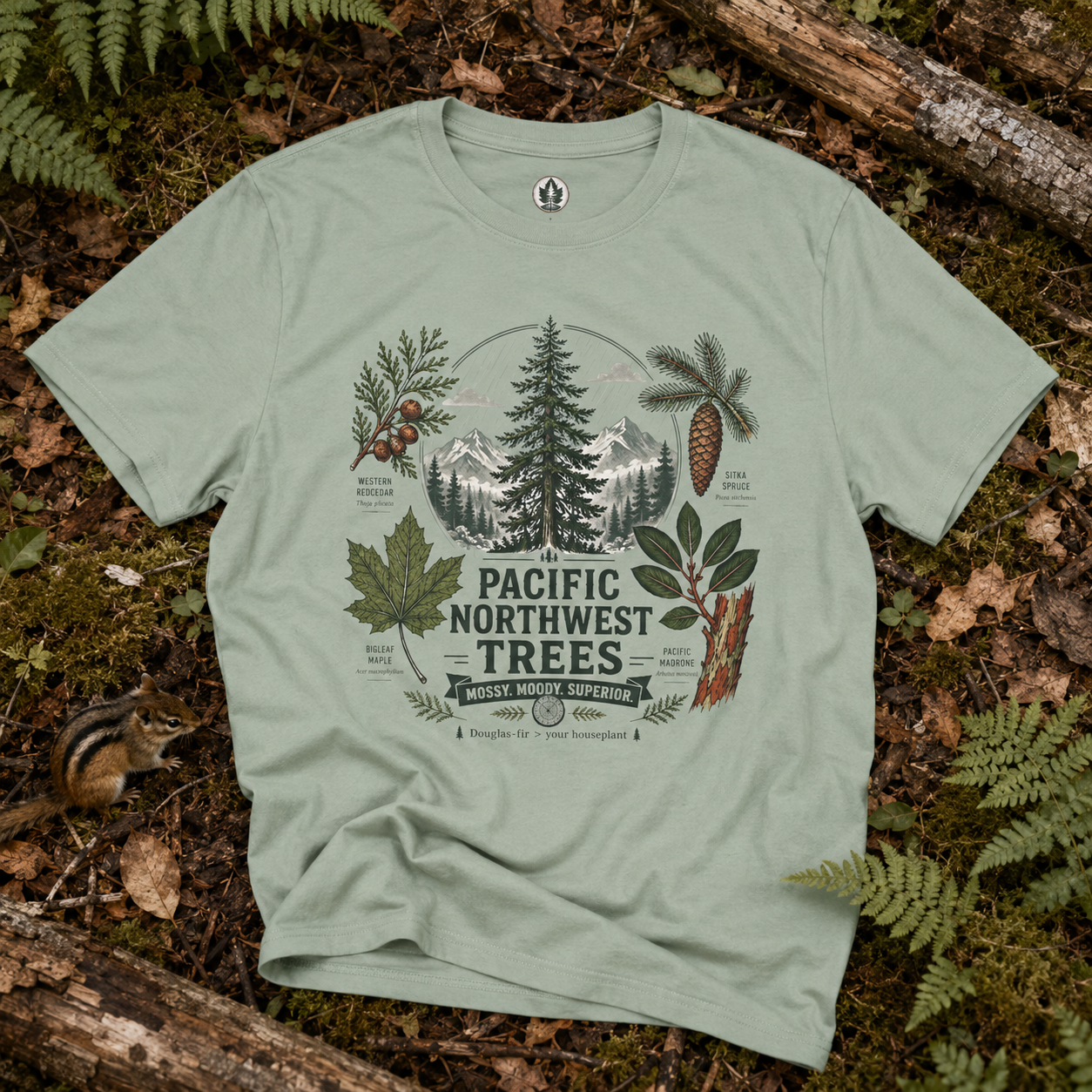 Pacific Northwest Trees, Mossy, Moody, Superior T‑Shirt