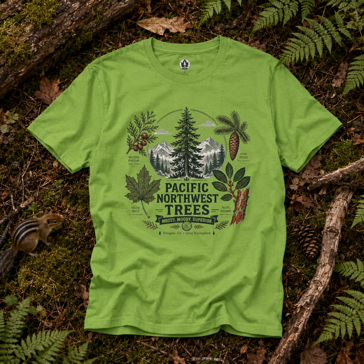 Pacific Northwest Trees, Mossy, Moody, Superior T‑Shirt