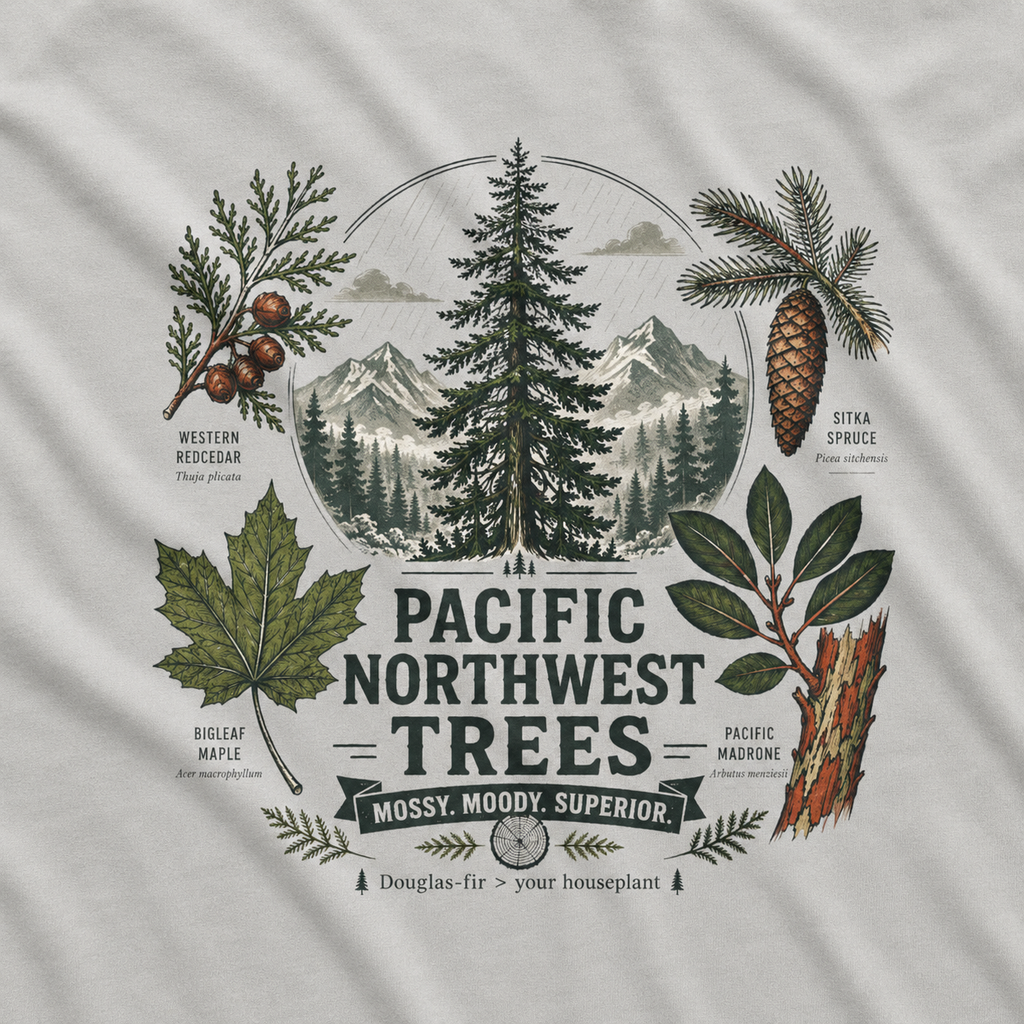 Pacific Northwest Trees, Mossy, Moody, Superior T‑Shirt