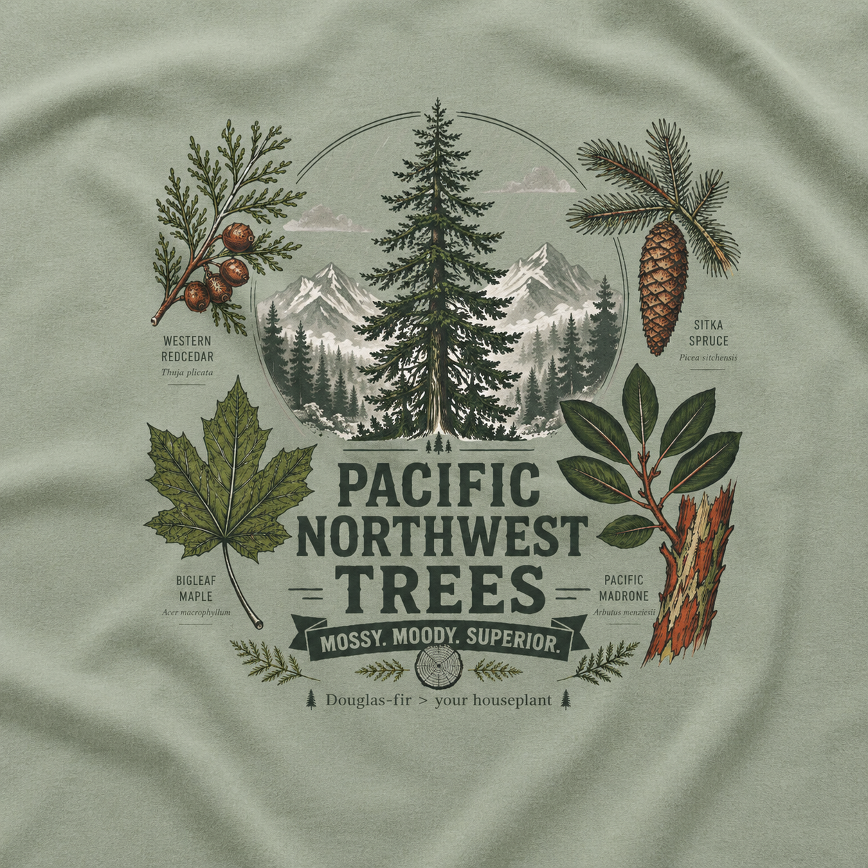 Pacific Northwest Trees, Mossy, Moody, Superior T‑Shirt