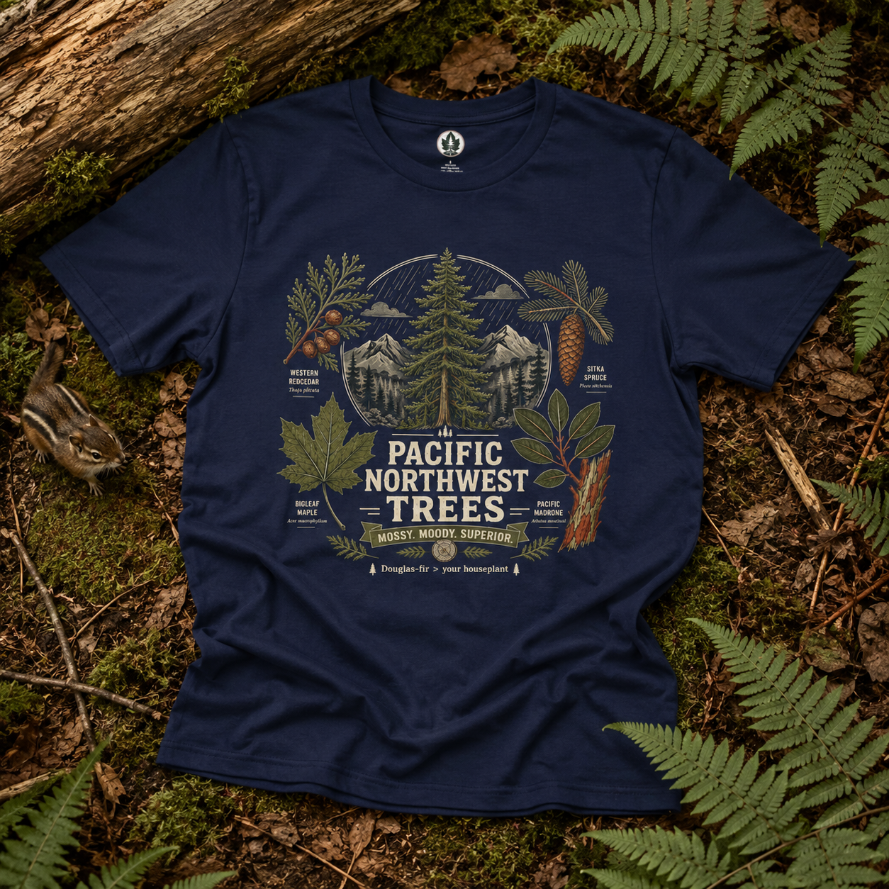 Pacific Northwest Trees, Mossy, Moody, Superior T‑Shirt