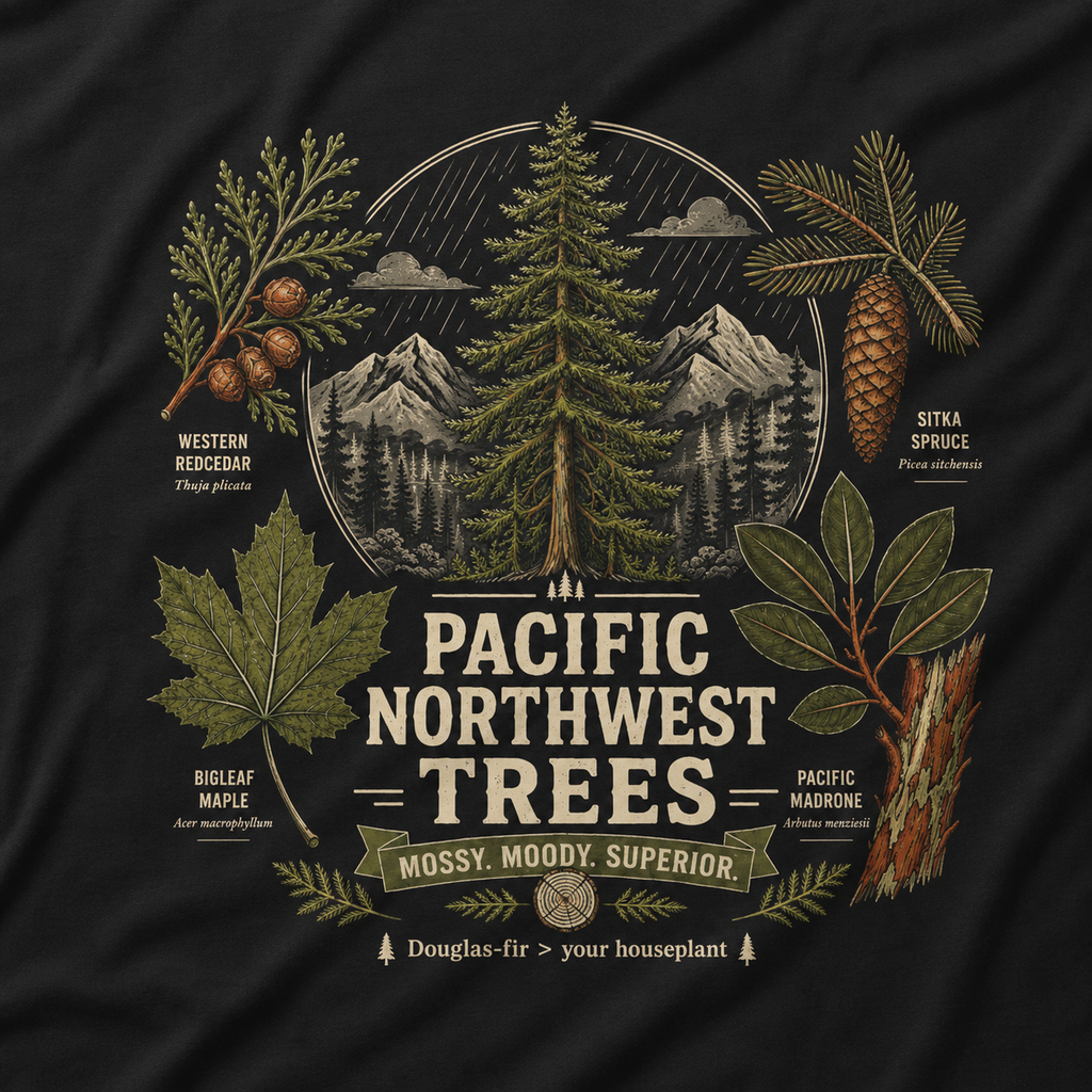 Pacific Northwest Trees, Mossy, Moody, Superior T‑Shirt