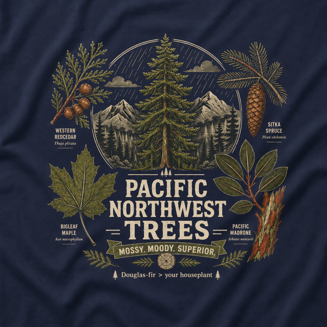 Pacific Northwest Trees, Mossy, Moody, Superior T‑Shirt
