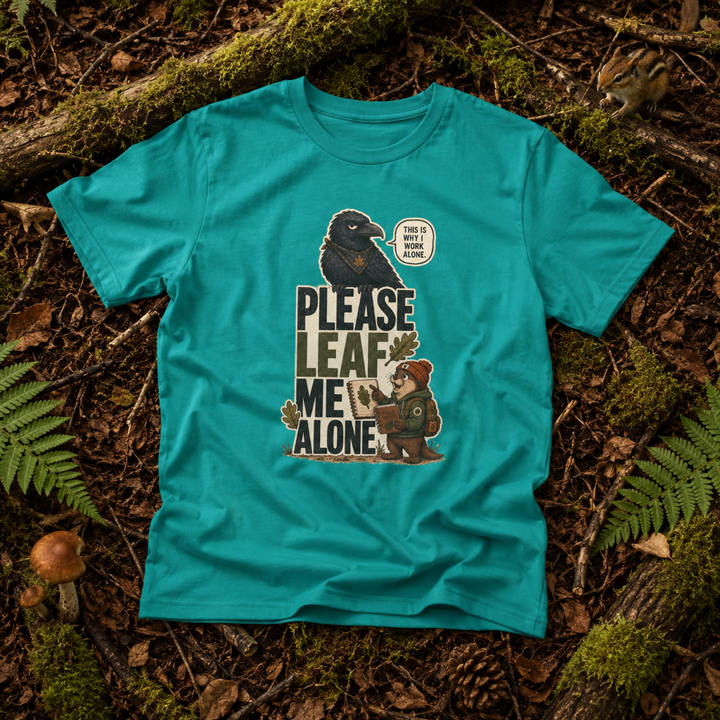 Please Leaf Me Alone (This is Why I Work Alone) Version 2 T‑Shirt