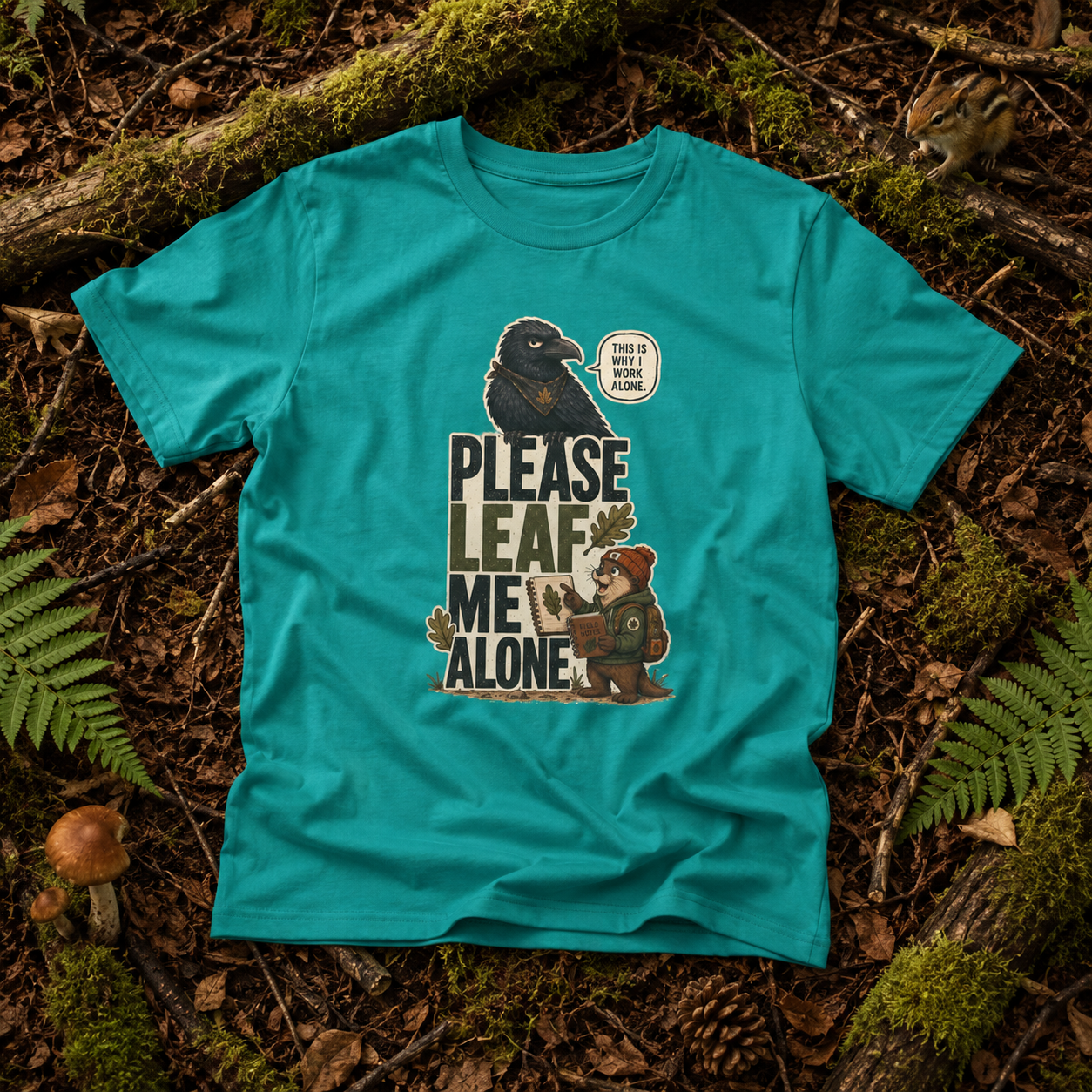 Please Leaf Me Alone (This is Why I Work Alone) Version 2 T‑Shirt