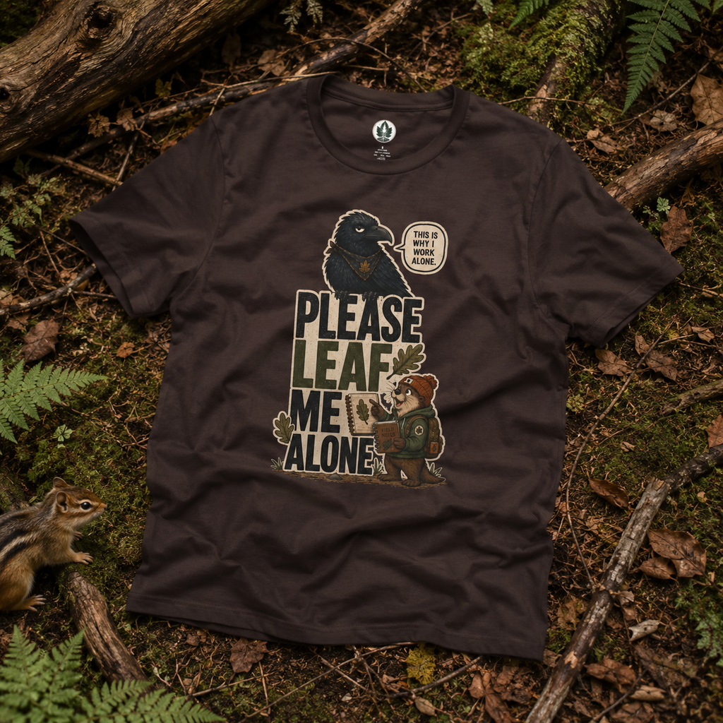 Please Leaf Me Alone (This is Why I Work Alone) Version 2 T‑Shirt