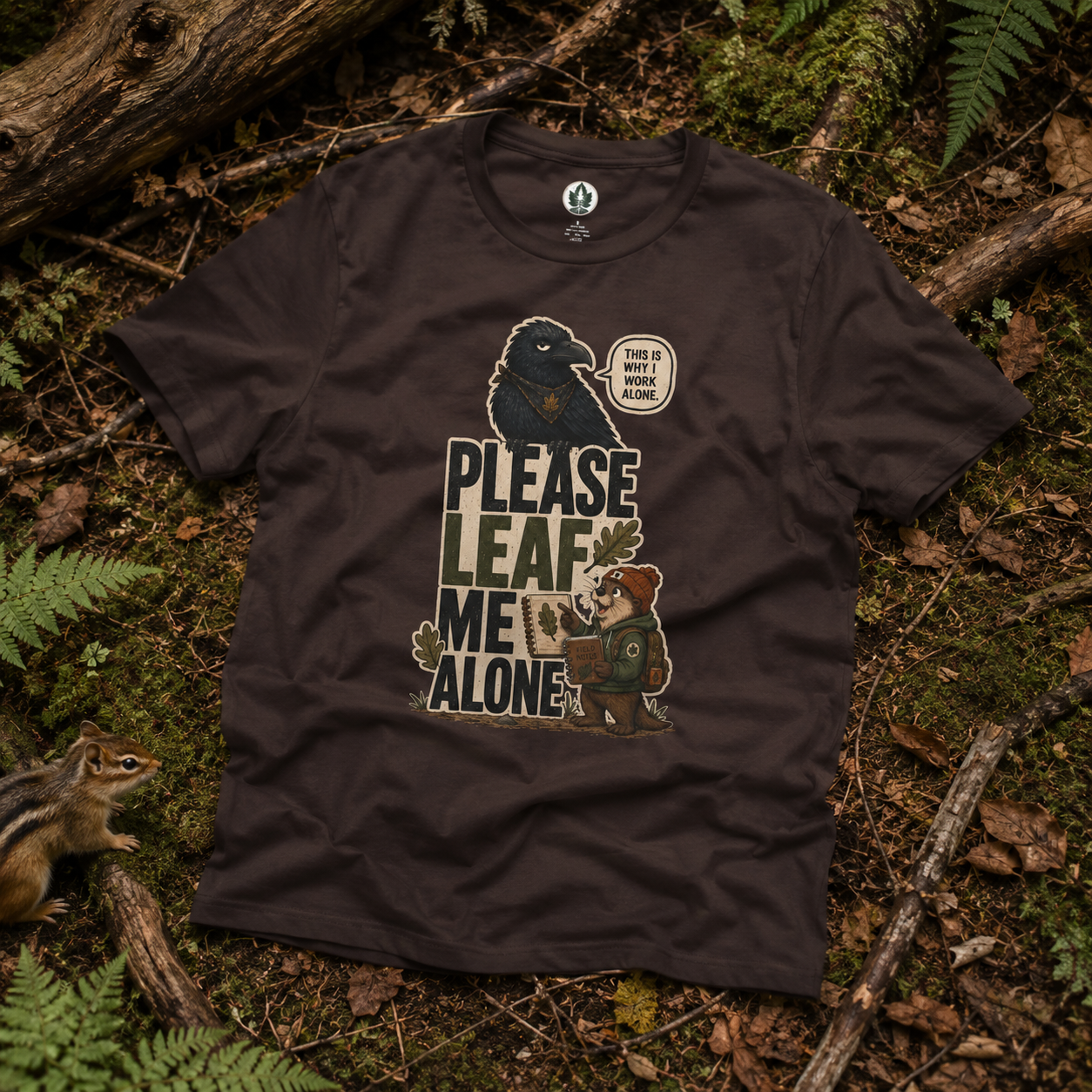 Please Leaf Me Alone (This is Why I Work Alone) Version 2 T‑Shirt