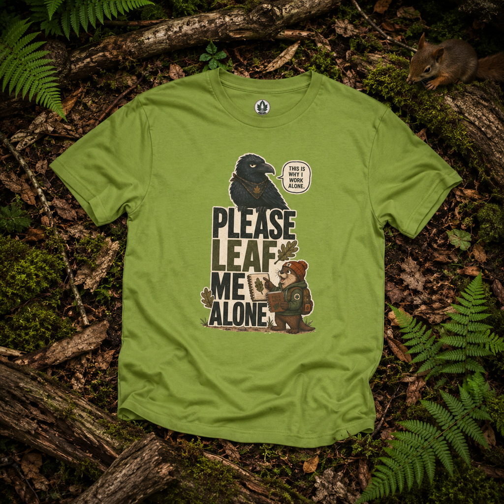 Please Leaf Me Alone (This is Why I Work Alone) Version 2 T‑Shirt