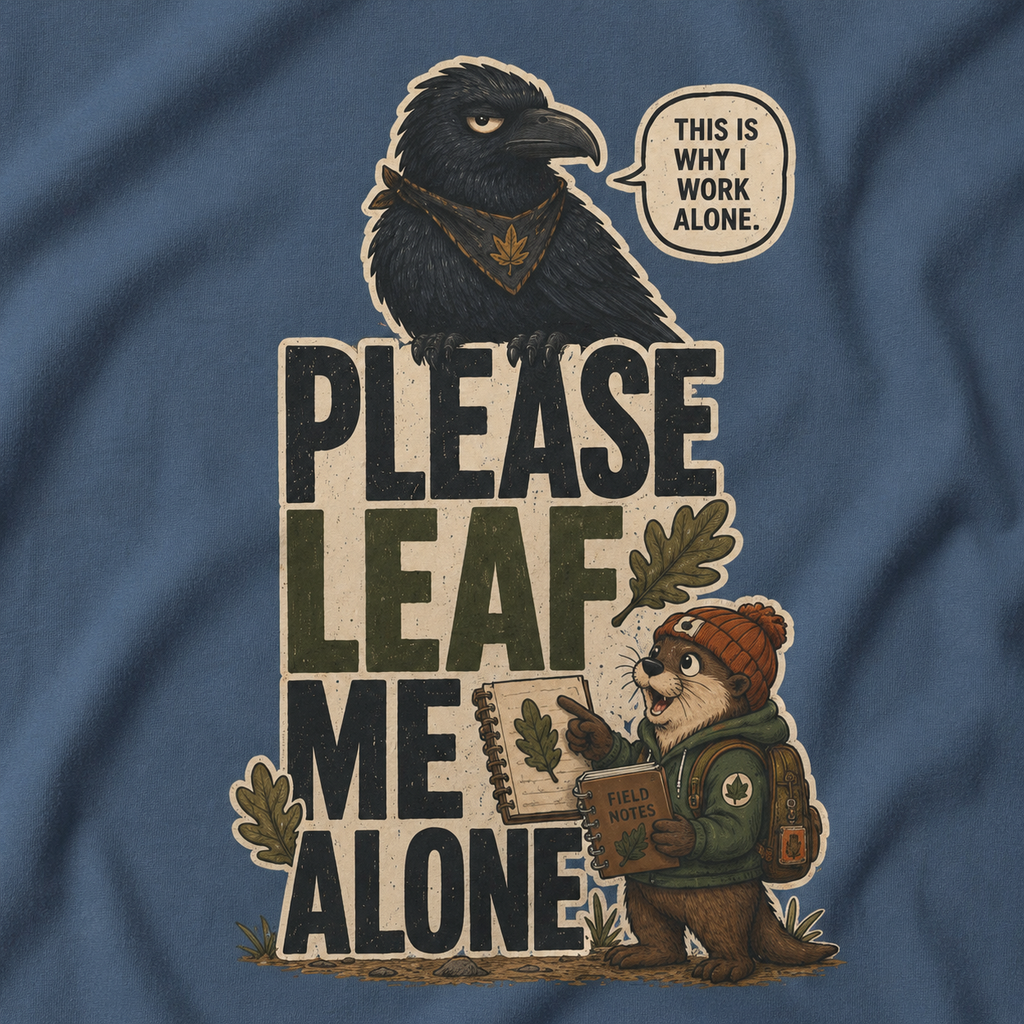 Please Leaf Me Alone (This is Why I Work Alone) Version 2 T‑Shirt