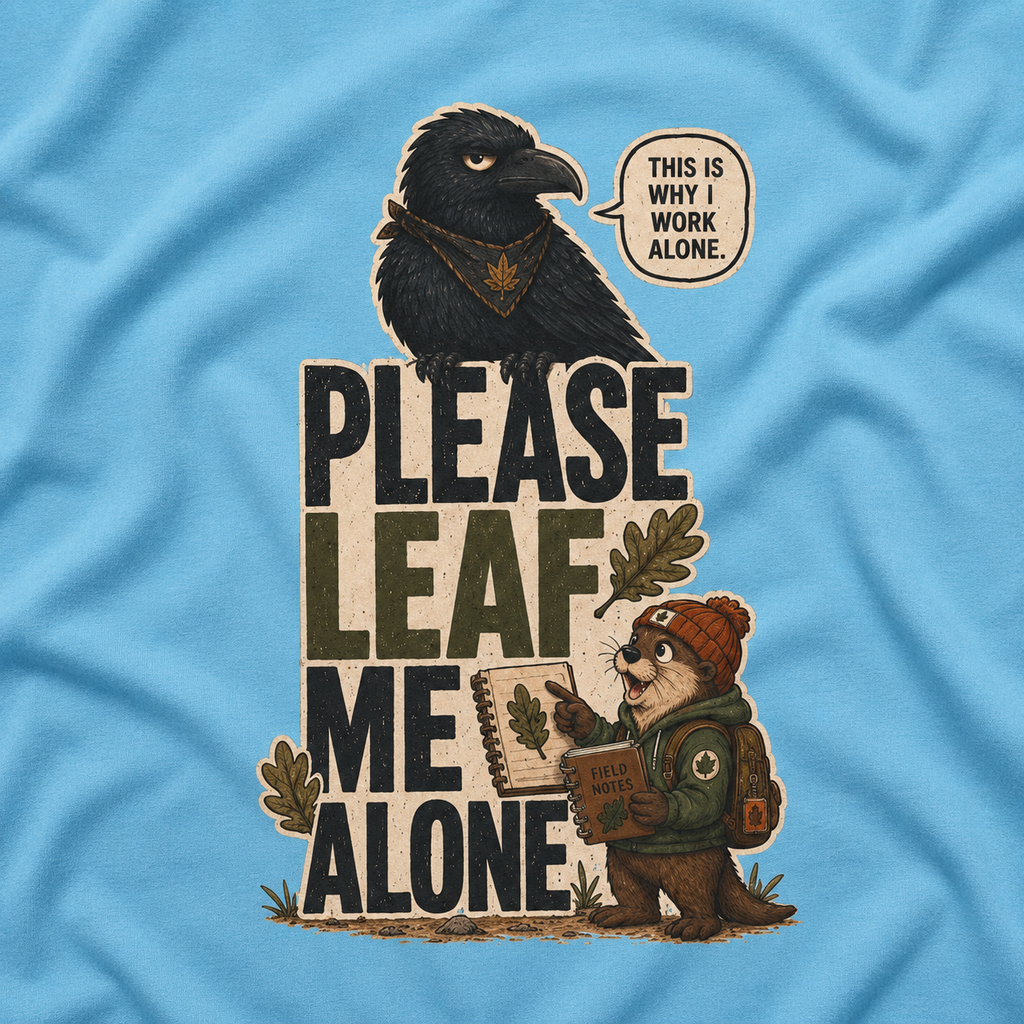 Please Leaf Me Alone (This is Why I Work Alone) Version 2 T‑Shirt