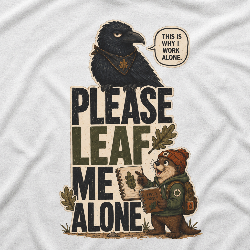 Please Leaf Me Alone (This is Why I Work Alone) Version 2 T‑Shirt