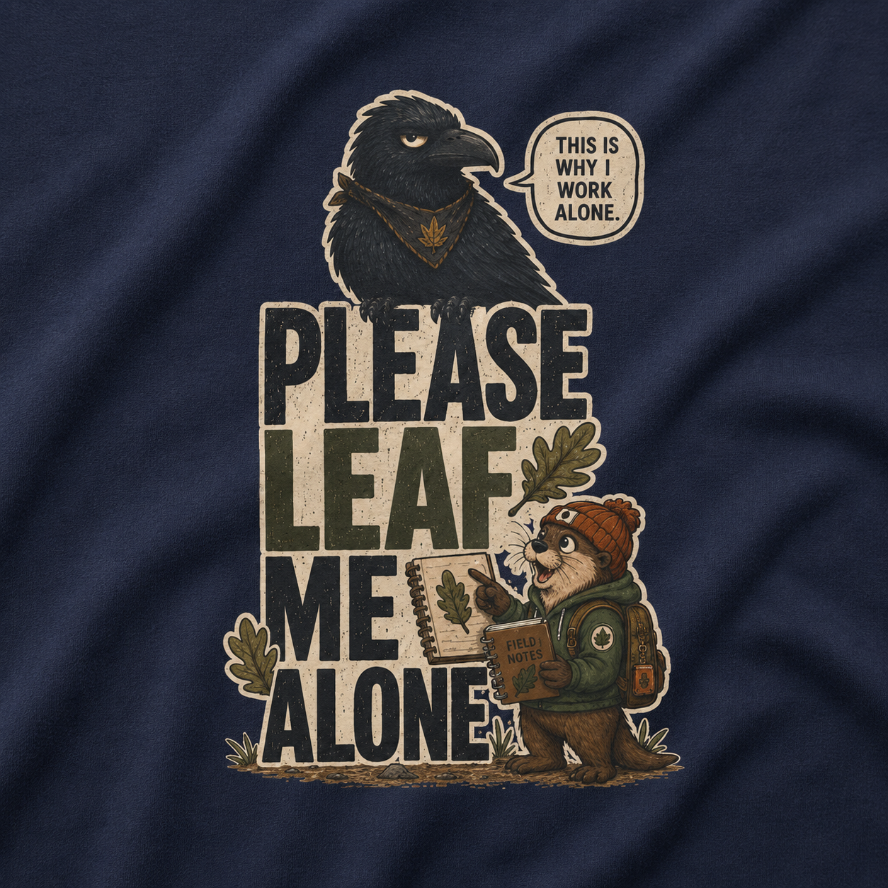 Please Leaf Me Alone (This is Why I Work Alone) Version 2 T‑Shirt