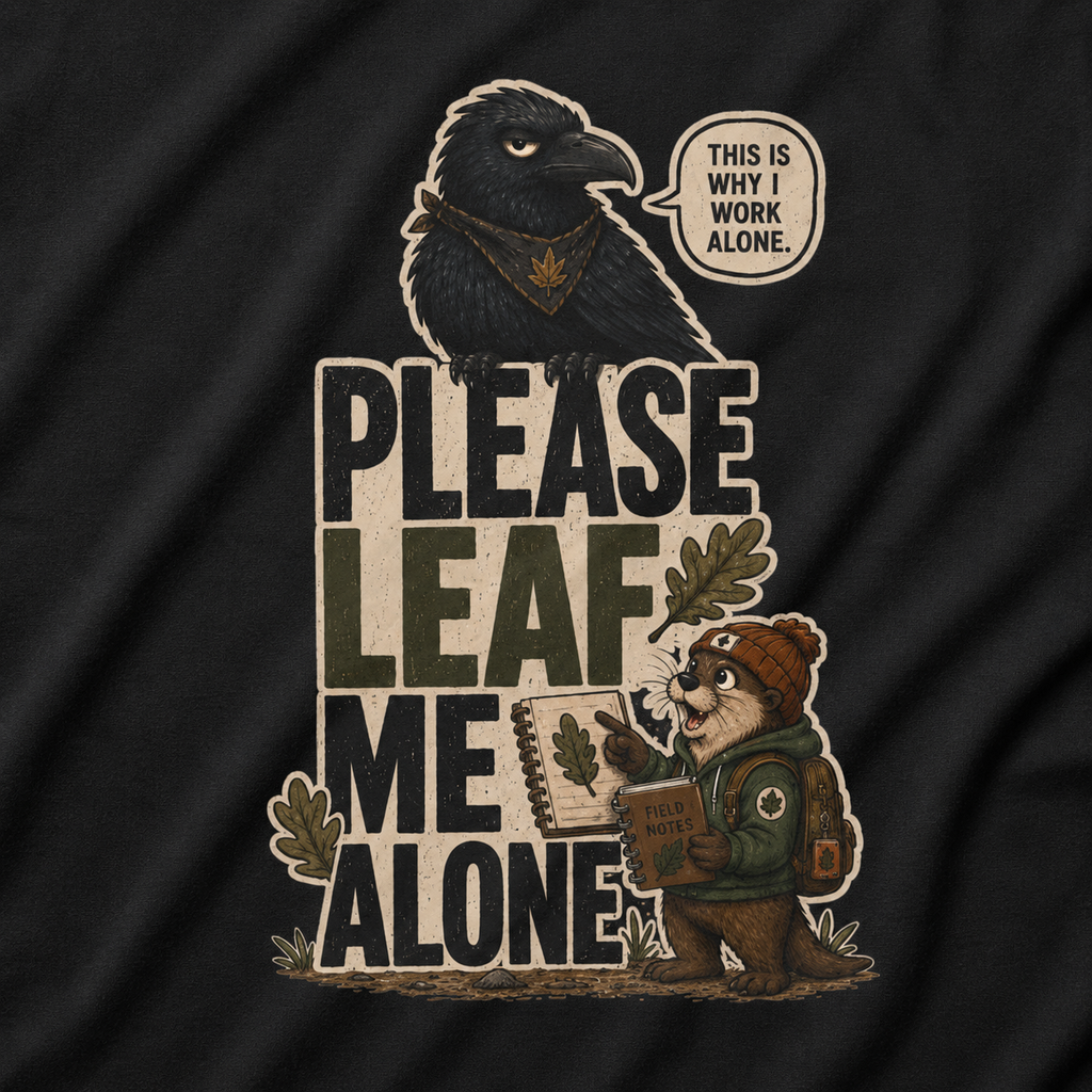 Please Leaf Me Alone (This is Why I Work Alone) Version 2 T‑Shirt