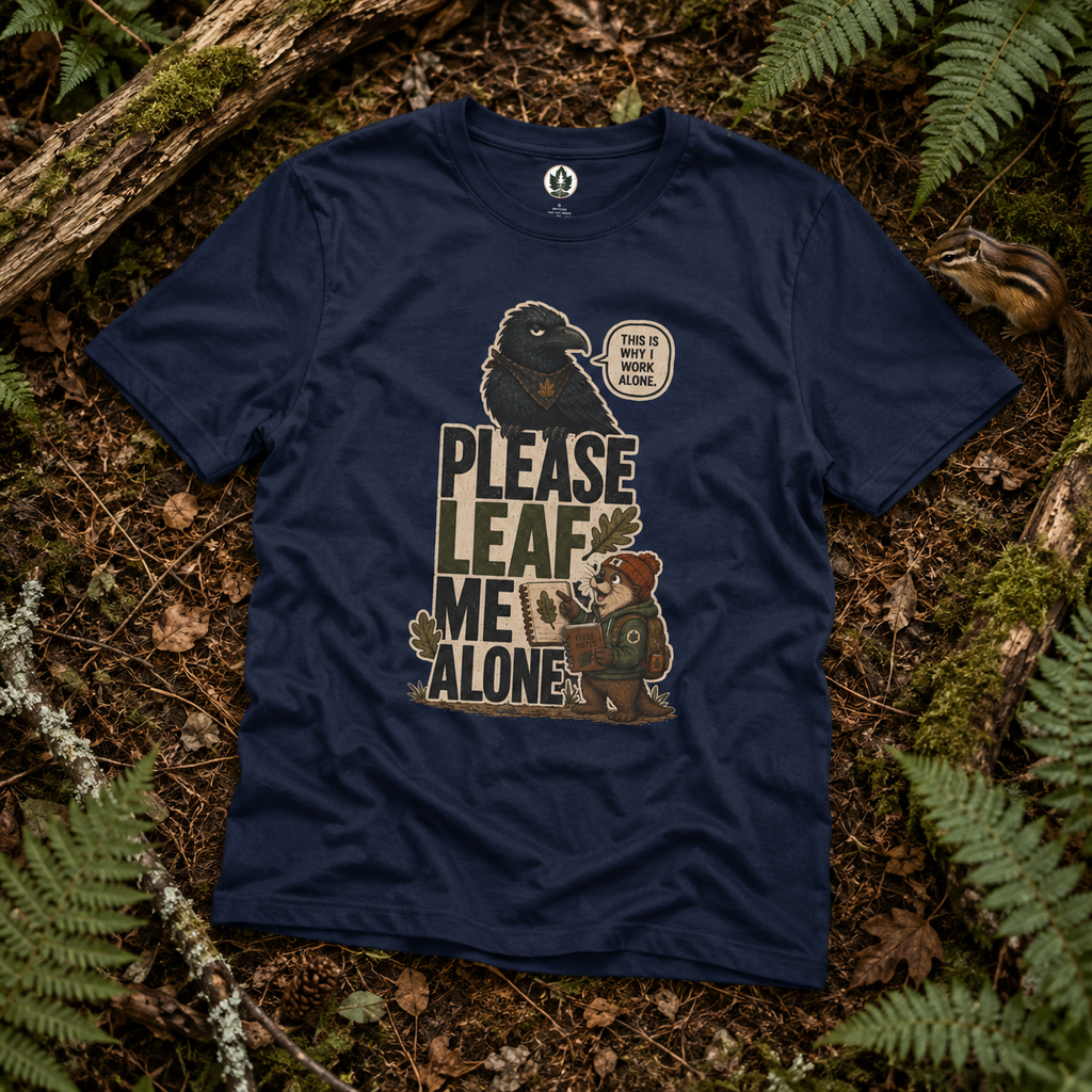 Please Leaf Me Alone (This is Why I Work Alone) Version 2 T‑Shirt