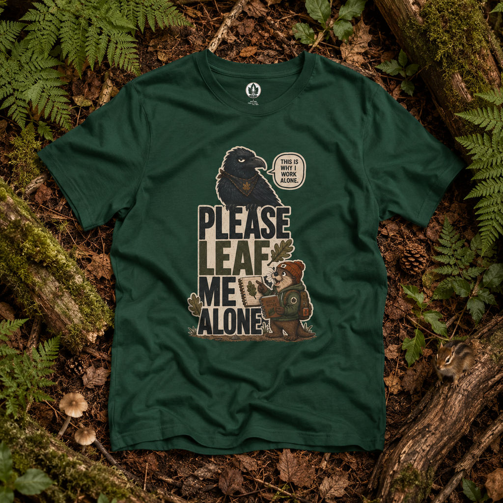 Please Leaf Me Alone (This is Why I Work Alone) Version 2 T‑Shirt