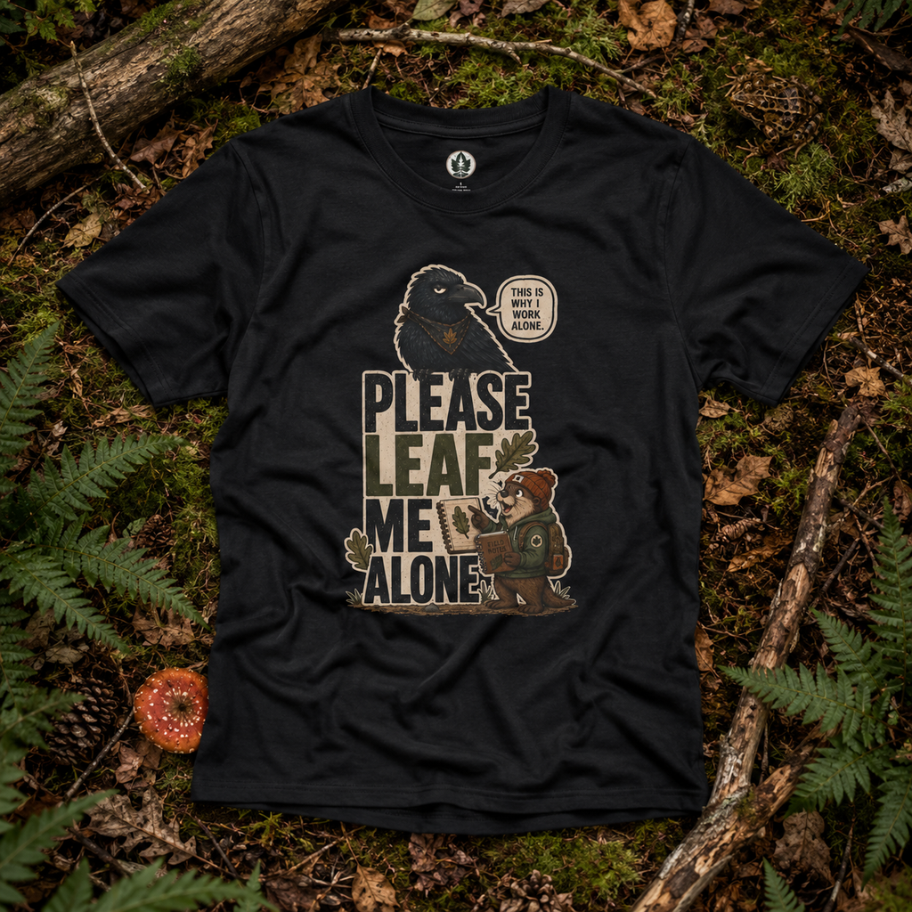 Please Leaf Me Alone (This is Why I Work Alone) Version 2 T‑Shirt